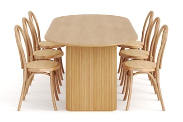 Spisebord Neandir 220 cm Massiv Eik med 6 Spisestoler Hembru - Brun - Møbler - Bord - Spisegruppe