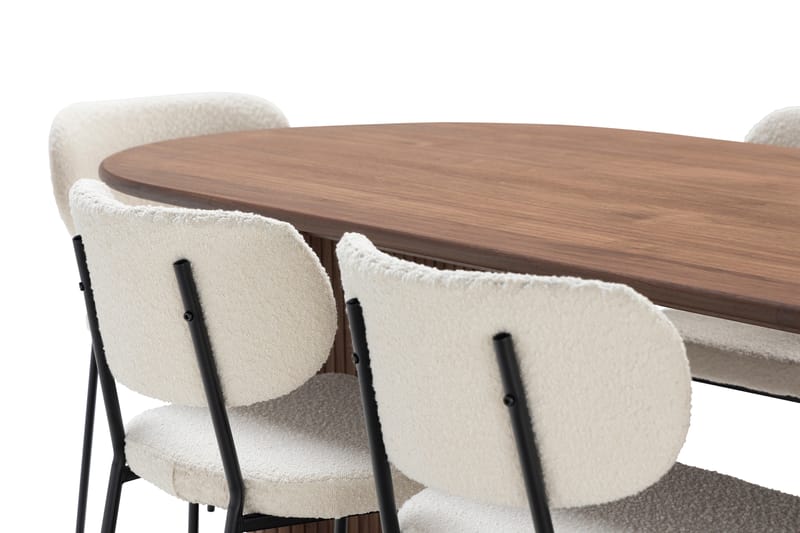 Spisebord Neandir 220 cm Massiv Valnøtt m 6 Spisestoler Heat - Brun - Spisegruppe