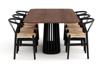 Spisebord Nessira 210 cm med 6 Spisestoler Dezuid - Brun/Svart - Møbler - Bord - Spisegruppe
