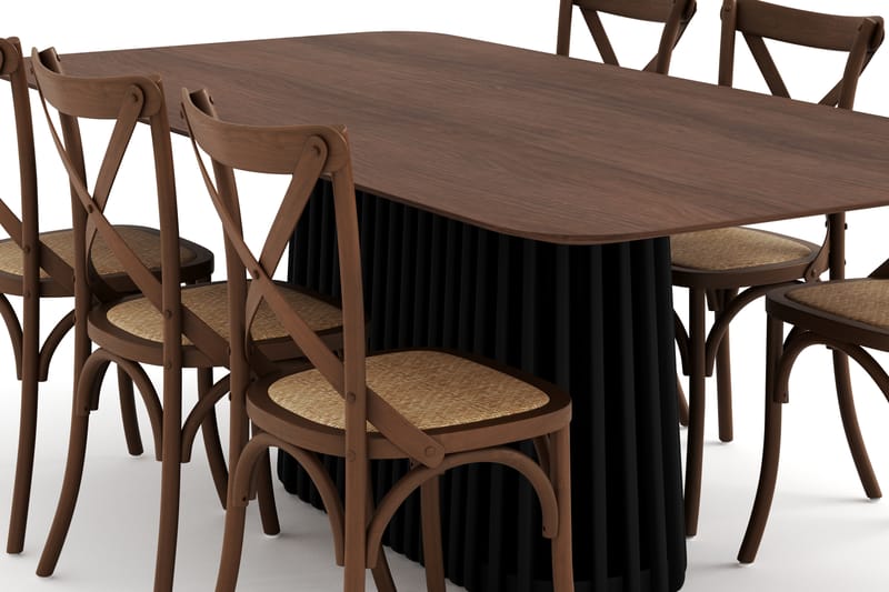 Spisebord Nessira 210 cm med 6 Spisestoler Prumerland - Brun/Svart - Møbler - Bord - Spisegruppe