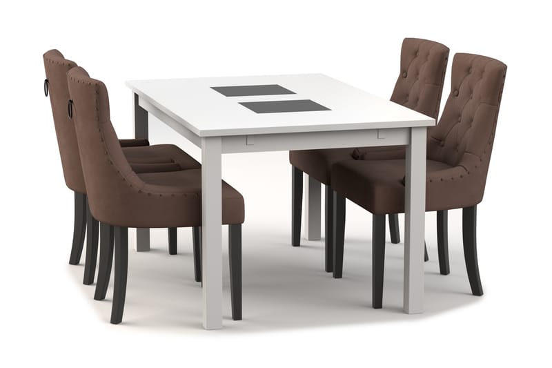 Spisebord Octavia Forlengbar 140 cm med 4 Kjøkkenstoler Ophe - Hvit - Spisegruppe
