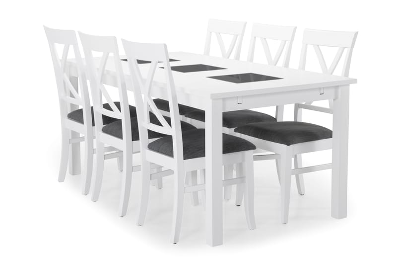 Spisebord Octavia med 6 Twain stoler - Hvit - Spisegruppe