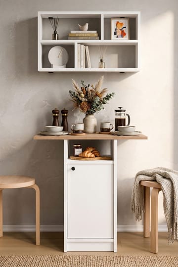 Spisebord- og vegghylle-sett (2 deler) Hanah Home Nord (72 x 73,8 x 44,5 cm) Hvit eik - Hvit og eik - Møbler - Bord - Spisegruppe