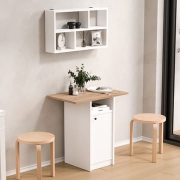 Spisebord- og vegghylle-sett (2 deler) Hanah Home Nord (72 x 73,8 x 44,5 cm) Hvit eik - Hvit og eik - Møbler - Bord - Spisegruppe