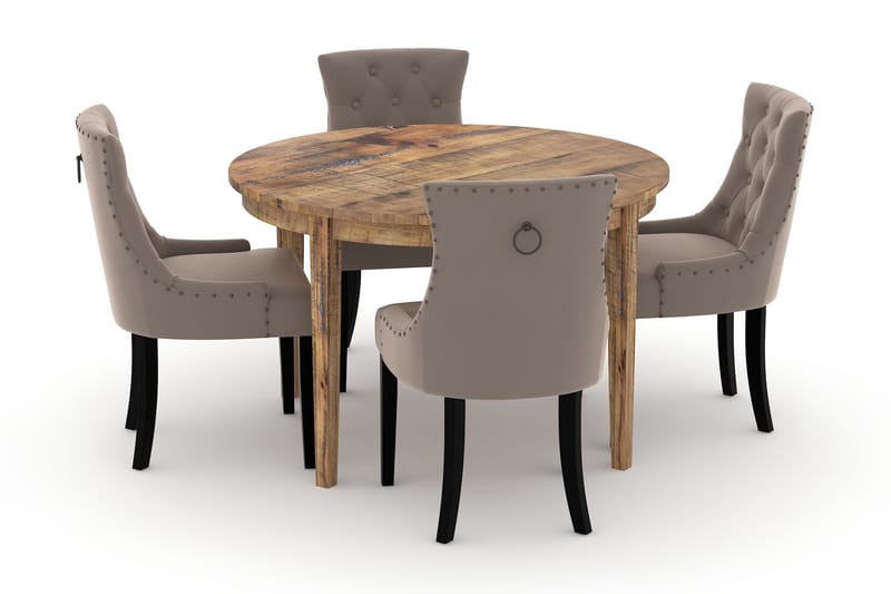 Spisebord Shikamaru 120 cm Rundt med 4 Kjøkkenstoler Ophelia - Hvit - Spisegruppe