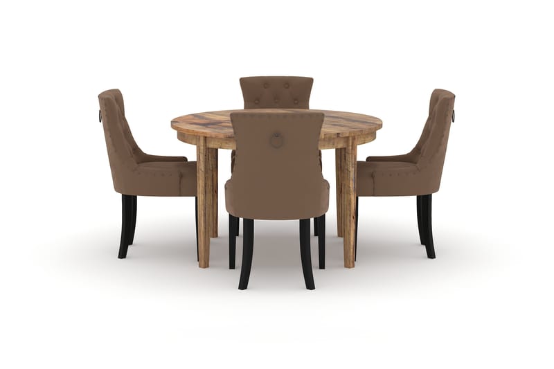 Spisebord Shikamaru 120 cm Rundt med 4 Kjøkkenstoler Ophelia - Hvit - Spisegruppe