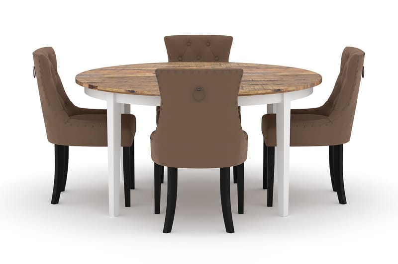 Spisebord Shikamaru 150 cm Rundt med 4 Kjøkkenstoler Ophelia - Antikk - Spisegruppe