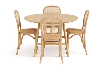 Spisebord Skagana 120 cm  Rundt med 4 Stoler Degors - Natur - Møbler - Bord - Spisegruppe