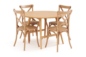Spisebord Skagana 120 cm  Runt med 4 Spisestoler Prumerland - Natur - Møbler - Bord - Spisegruppe