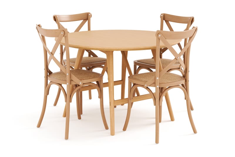 Spisebord Skagana 120 cm  Runt med 4 Spisestoler Prumerland - Natur - Møbler - Bord - Spisegruppe