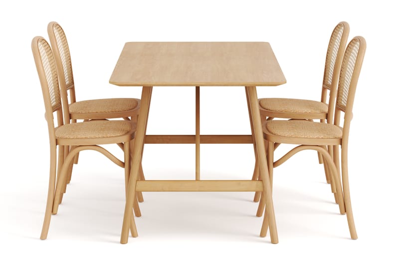 Spisebord Skagana 140 cm  med 4 Spisestoler Degors - Natur - Spisegruppe