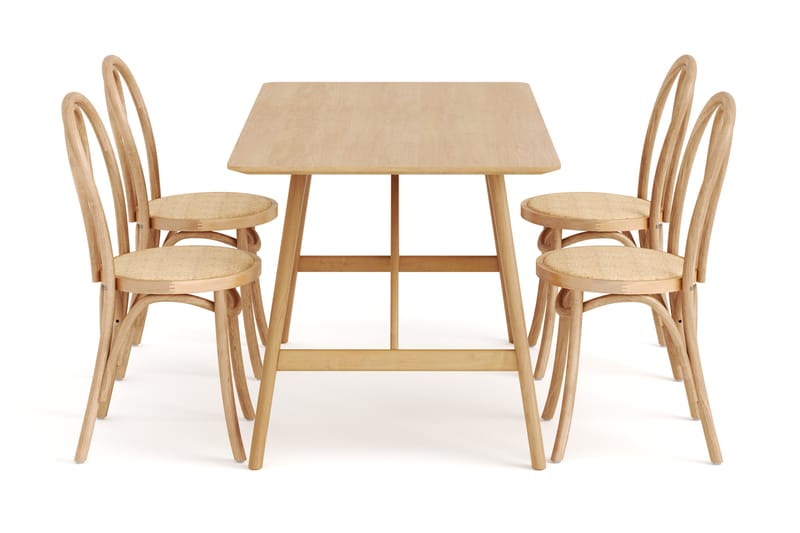 Spisebord Skagana 140 cm  med 4 Spisestoler Hembrug - Natur - Møbler - Bord - Spisegruppe