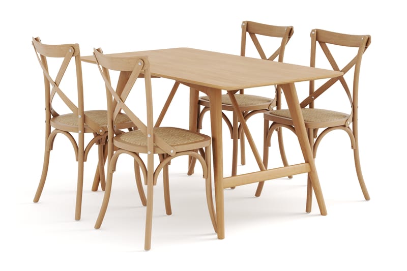 Spisebord Skagana 140 cm  med 4 Spisestoler Prumerland - Natur - Møbler - Bord - Spisegruppe