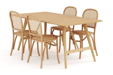 Spisebord Skagana 180 cm  med 4 Spisestoler Degors - Natur - Møbler - Bord - Spisegruppe
