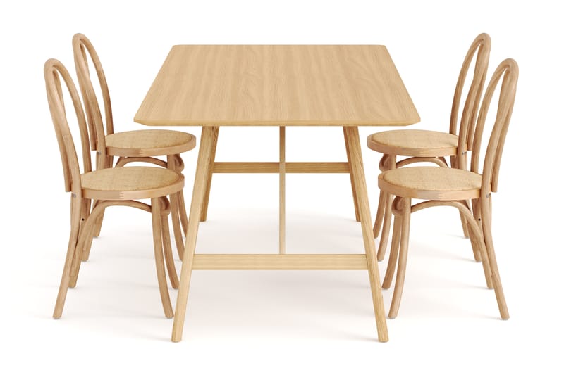 Spisebord Skagana 180 cm  med 4 Spisestoler Hembrug - Natur - Møbler - Bord - Spisegruppe