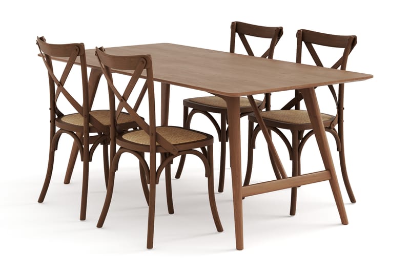 Spisebord Skagana 180 cm  med 4 Spisestoler Prumerland - Brun - Spisegruppe