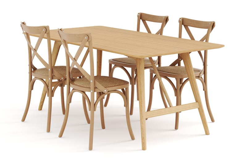 Spisebord Skagana 180 cm  med 4 Spisestoler Prumerland - Natur - Spisegruppe