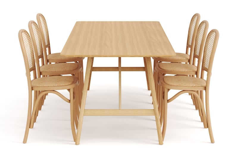 Spisebord Skagana 220 cm  med 6 Spisestoler Degors - Natur - Spisegruppe