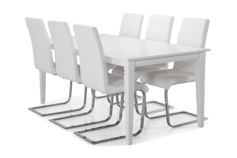 Spisebord Twain med 6 Jack stoler - Hvit - Spisegruppe