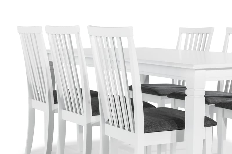 Spisebord Twain med 6 Lowisa stoler - Hvit|Grå - Spisegruppe