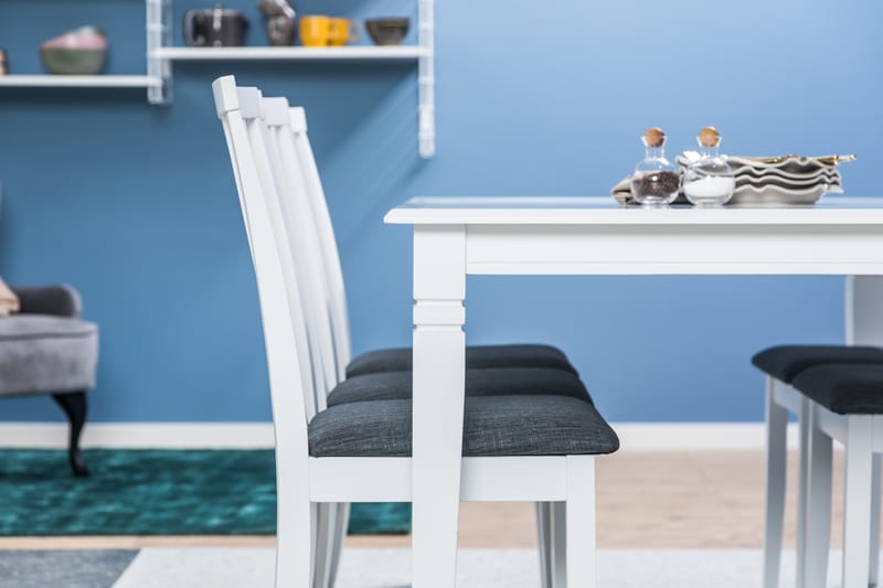 Spisebord Twain med 6 Lowisa stoler - Hvit|Grå - Spisegruppe