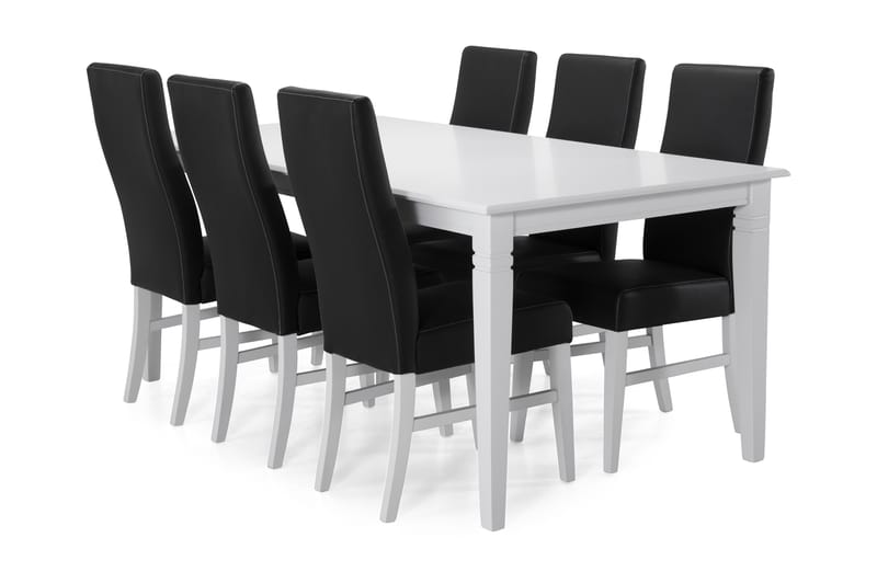 Spisebord Twain med 6 Max stoler - Hvit|Svart - Spisegruppe