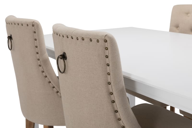Spisebord Twain med 6 Ophelia stoler - Hvit|Beige - Spisegruppe