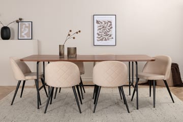 Spisebord Uno med 6 stk Velvet Spisestol - Møbler - Bord - Spisegruppe