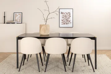 Spisebord Pelle Med 6 stk  Fløyels Spisestol - Møbler - Bord - Spisegruppe