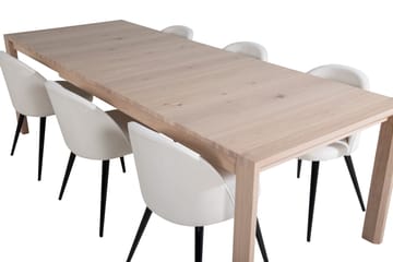 Spisegruppe Algarmejo Forlengningsbar 170cm inkl. 6 Valera S - Hvit/Svart/Beige/Cordfløyel - Møbler - Bord - Spisegruppe