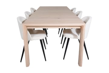 Spisegruppe Algarmejo Forlengningsbar 170cm inkl. 6 Valera S - Hvit/Svart/Beige/Cordfløyel - Møbler - Bord - Spisegruppe