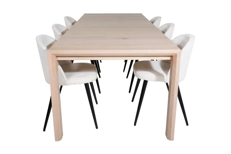 Spisegruppe Algarmejo Forlengningsbar 170cm inkl. 6 Valera S - Hvit/Svart/Beige/Cordfløyel - Møbler - Bord - Spisegruppe