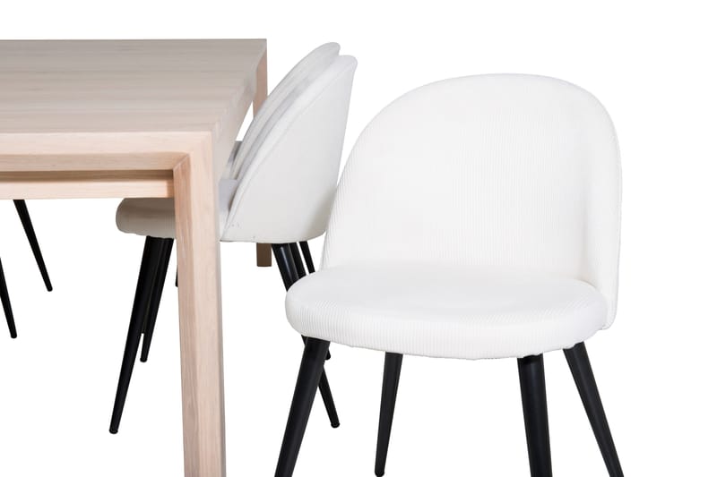 Spisegruppe Algarmejo Forlengningsbar 170cm inkl. 6 Valera S - Hvit/Svart/Beige/Cordfløyel - Møbler - Bord - Spisegruppe