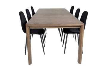 Spisegruppe Algarmejo Forlengningsbar 170cm inkl. 6 Ypas Sto - Brun/Svart - Møbler - Bord - Spisegruppe