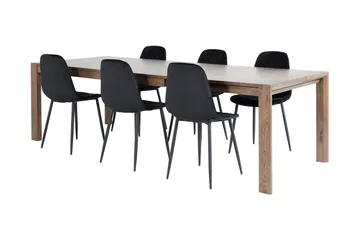 Spisegruppe Algarmejo Forlengningsbar 170cm inkl. 6 Ypas Sto - Brun/Svart - Møbler - Bord - Spisegruppe