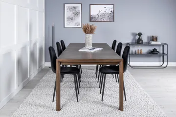 Spisegruppe Algarmejo Forlengningsbar 170cm inkl. 6 Ypas Sto - Brun/Svart - Møbler - Bord - Spisegruppe