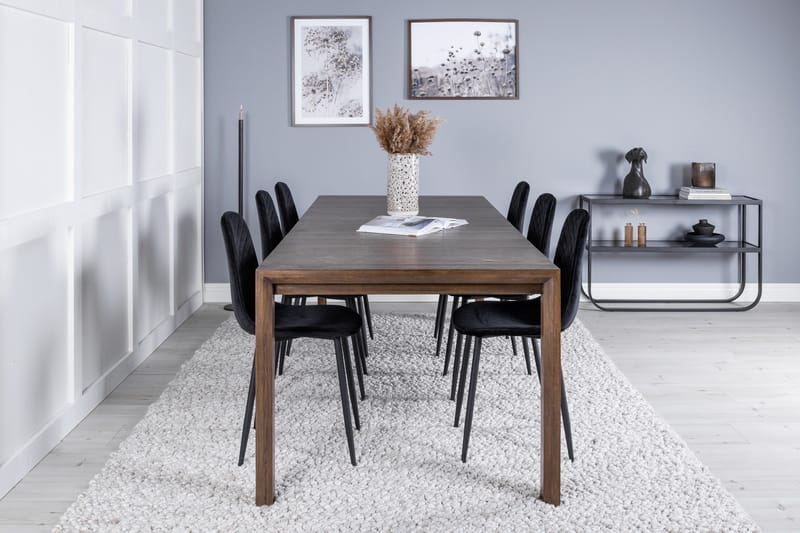 Spisegruppe Algarmejo Forlengningsbar 170cm inkl. 6 Ypas Sto - Brun/Svart - Møbler - Bord - Spisegruppe