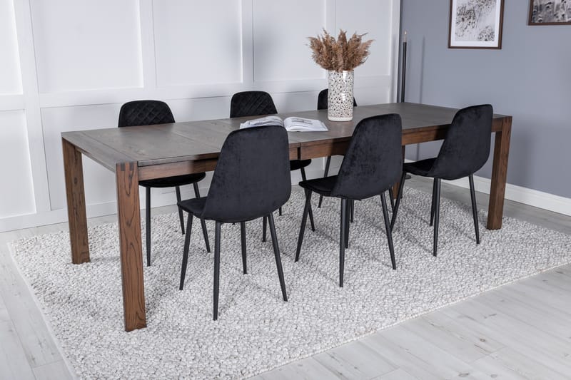 Spisegruppe Algarmejo Forlengningsbar 170cm inkl. 6 Ypas Sto - Brun/Svart - Møbler - Bord - Spisegruppe