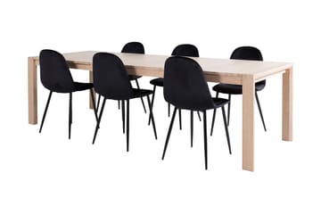 Spisegruppe Algarmejo Forlengningsbar 170cm inkl. 6 Pontus S - Hvit/Svart - Møbler - Bord - Spisegruppe