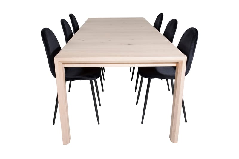 Spisegruppe Algarmejo Forlengningsbar 170cm inkl. 6 Pontus S - Hvit/Svart - Møbler - Bord - Spisegruppe