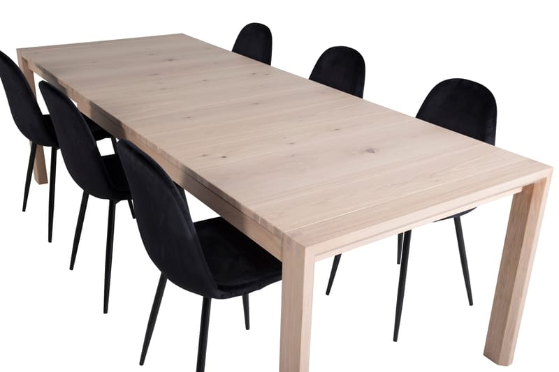 Spisegruppe Algarmejo Forlengningsbar 170cm inkl. 6 Pontus S - Hvit/Svart - Møbler - Bord - Spisegruppe
