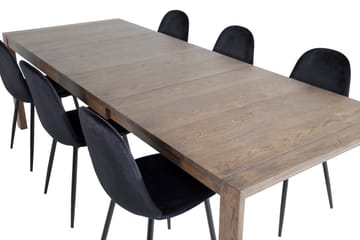 Spisegruppe Algarmejo Forlengningsbar 170cm inkl. 6 Pontus S - Brun/Svart - Møbler - Bord - Spisegruppe