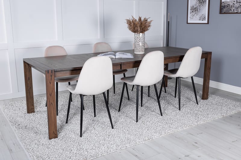 Spisegruppe Algarmejo Forlengningsbar 170cm inkl. 6 Pontus S - Brun/Svart/Beige - Møbler - Bord - Spisegruppe