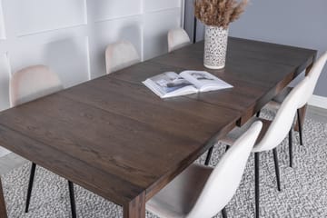 Spisegruppe Algarmejo Forlengningsbar 170cm inkl. 6 Pontus S - Brun/Svart/Beige - Møbler - Bord - Spisegruppe