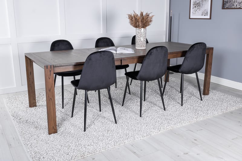 Spisegruppe Algarmejo Forlengningsbar 170cm inkl. 6 Pontus S - Brun/Svart - Møbler - Bord - Spisegruppe