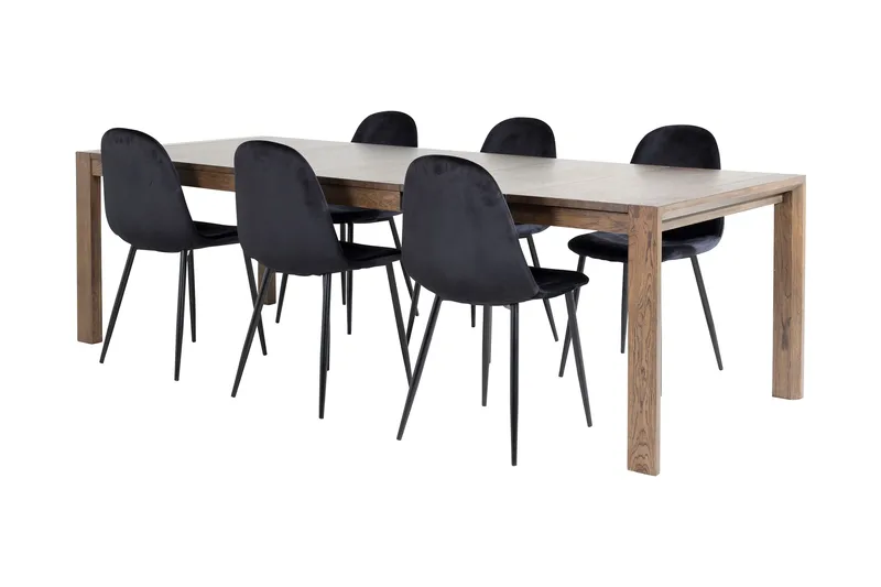 Spisegruppe Algarmejo Forlengningsbar 170cm inkl. 6 Pontus S, Brun/Svart
