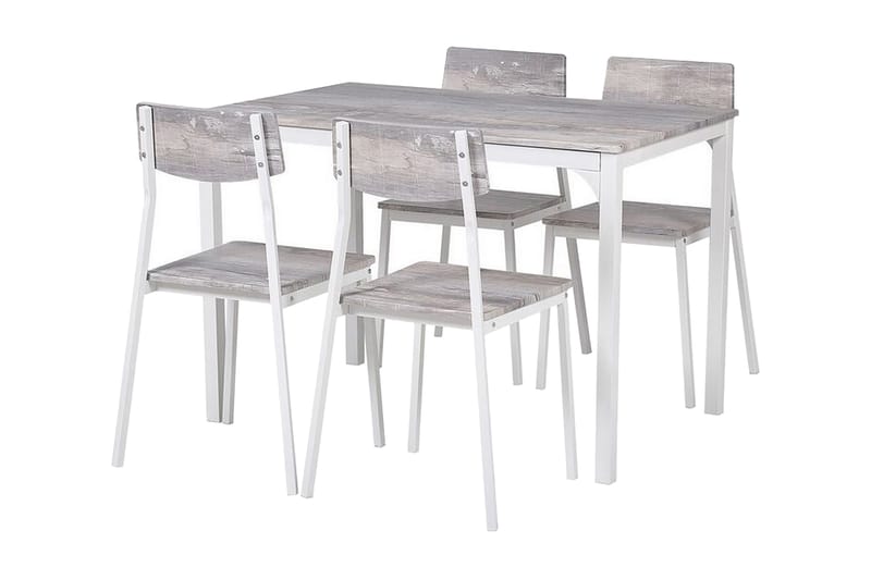 Spisegruppe Almont 110 cm Inkl. 4 stoler - Grå / Hvit - Spisegruppe