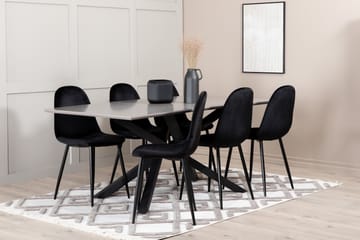 Spisegruppe Arnulf 190 cm inkl. 6 Tommy Stoler - Grå/Svart - Møbler - Bord - Spisegruppe
