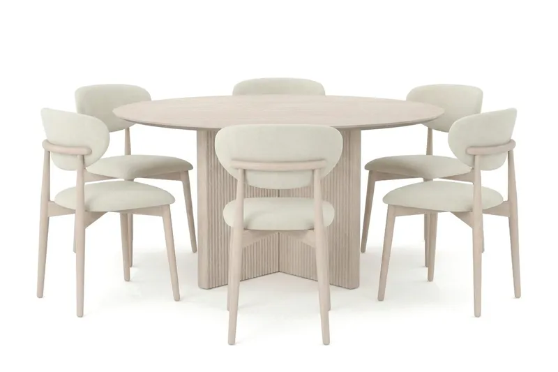 Spisegruppe Bark Edda Vitlaserad