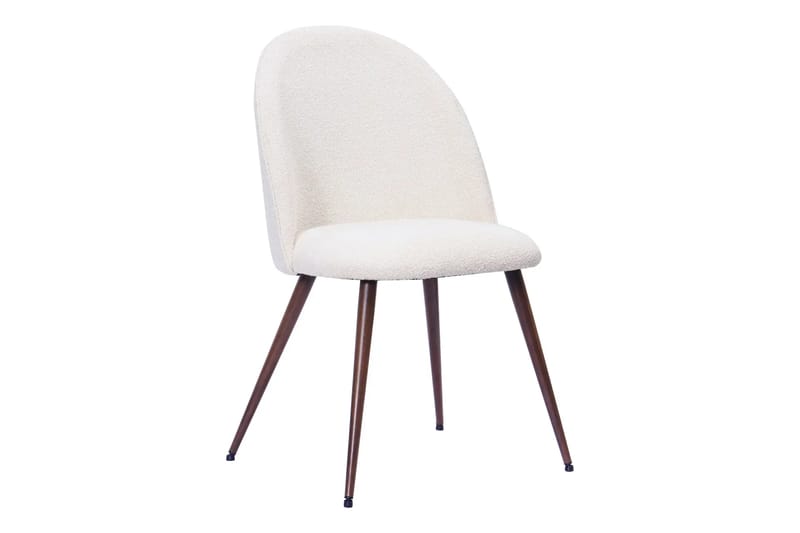 Spisegruppe Bark Peyra 120-220 cm Valnøtt Hvit bouclé/Metallben Valnøtt - Møbler - Bord - Spisegruppe